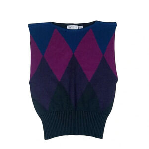 Vintage Evan Picone sweater vest color block women’s small academia